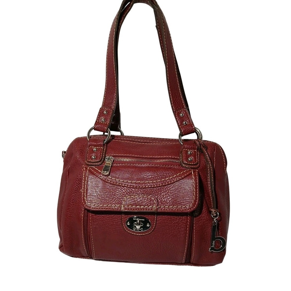 B.O.C. Women's Y2K Satchel Hand/shoulder Bag MAROON Three Compartments #1400